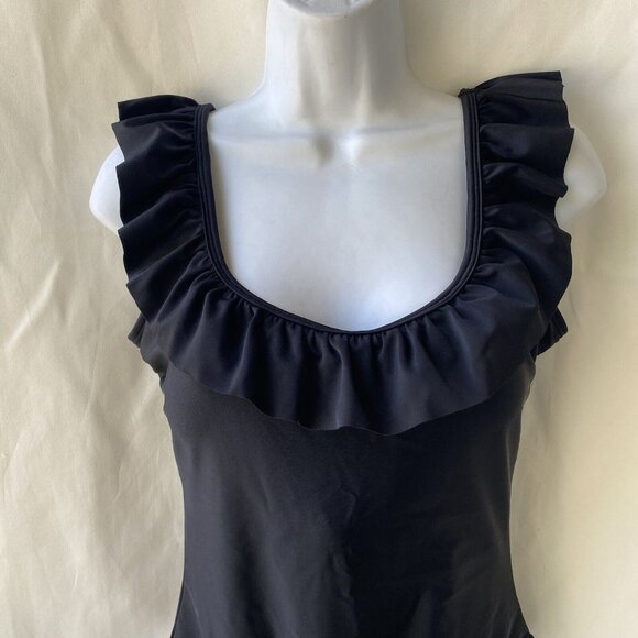 Dixperfect Ruffle One Piece Swimsuit Women Small Black Backless Tummy Control - Picture 7 of 16